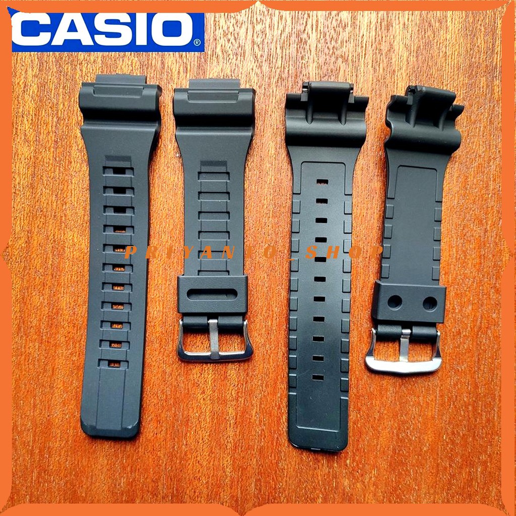 Strap Tali Jam Tangan Rubber Casio W-735 AQ-S810 AEQ-110 W-736H Hitam Bonus Pen