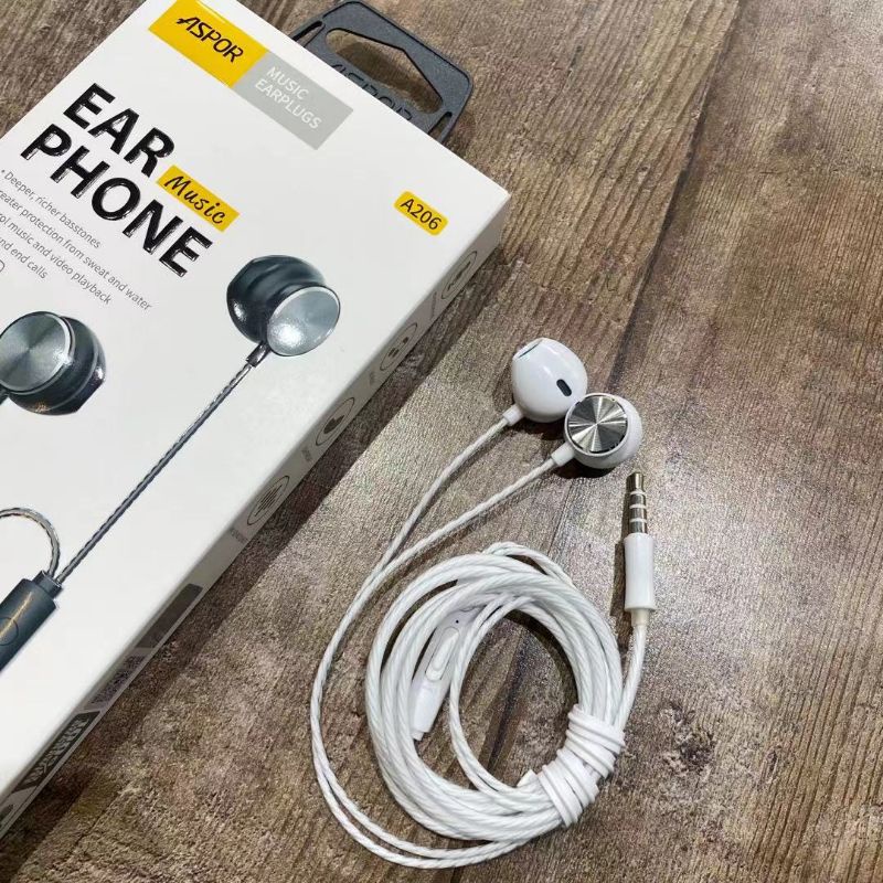 earphone Aspor music earplugs stereo with low noice richer basstones