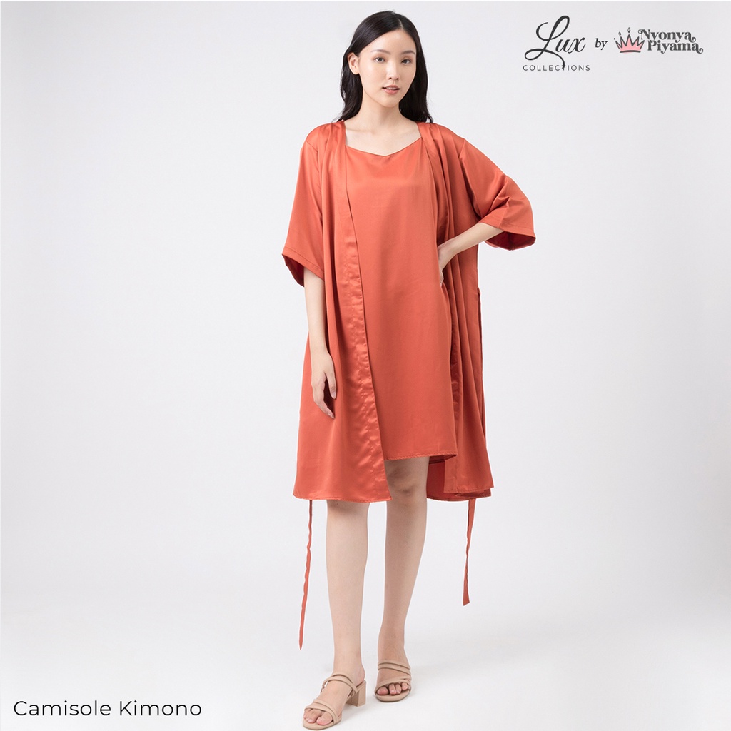 Lux Nyonya Piyama Maxmara Set Piyama (Carnelian)-Camisole Kimono
