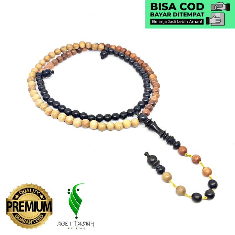 Tasbih Kombinasi 3Kayu(Setigi, Kelor Hitam, Bidara Arab) Size 6mm//COD
