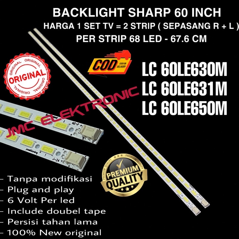 Backlight Tv Led Sharp 60 Inc LC 60LE630 60LE631 60LE650 60LE630M 60LE631M 60LE650M LC60LE630M LC60LE631M LC60LE650M Lampu BL 60in 60LE