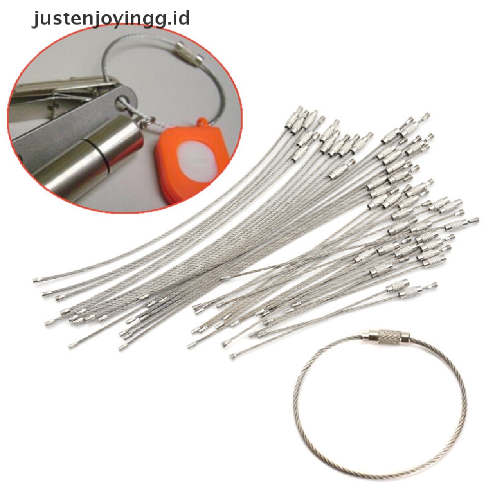 10pcs Gantungan Kunci Kabel Kawat Bahan Stainless Steel Ukuran 10 / 15 / 20cm Untuk Alat Hiking