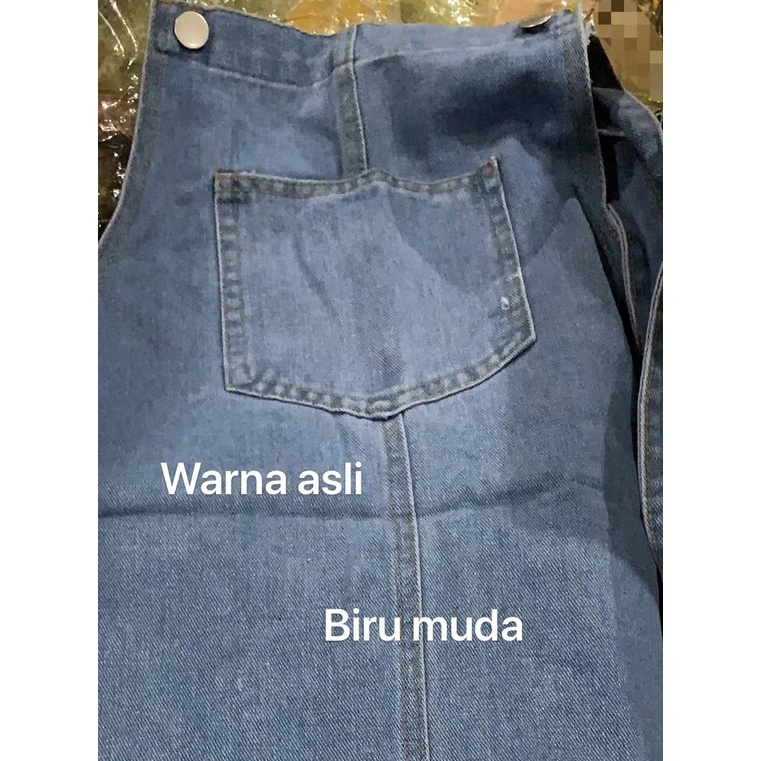 Rok suspender denim wanita musim panas versi Korean Style rok pendek longgar ramping Jumpsuit