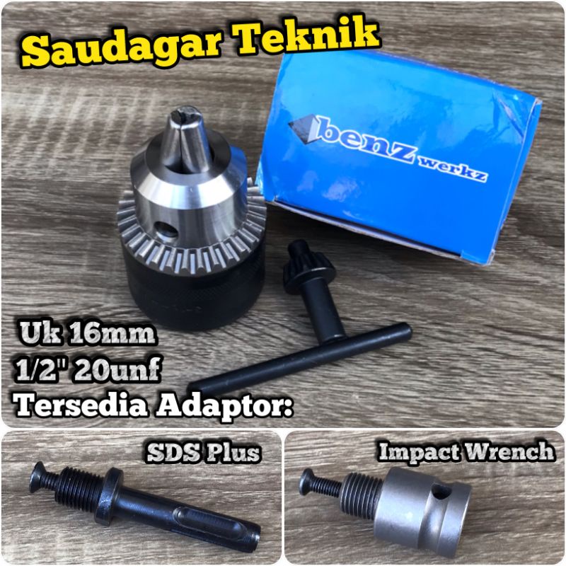 Kepala Bor 16mm Drat 1/2&quot; Kepala Mesin Bor 13 mm Ke 16 mm Drill Chuck