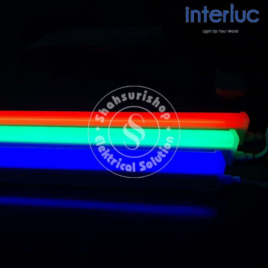 INTERLUC LAMPU MURAH T5 LED WARNA 14W 14 WATT 90 CM RED GREN BLUE