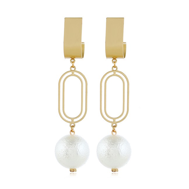 LRC Anting Tusuk Fashion Gold Pearl Ear-rings F49335