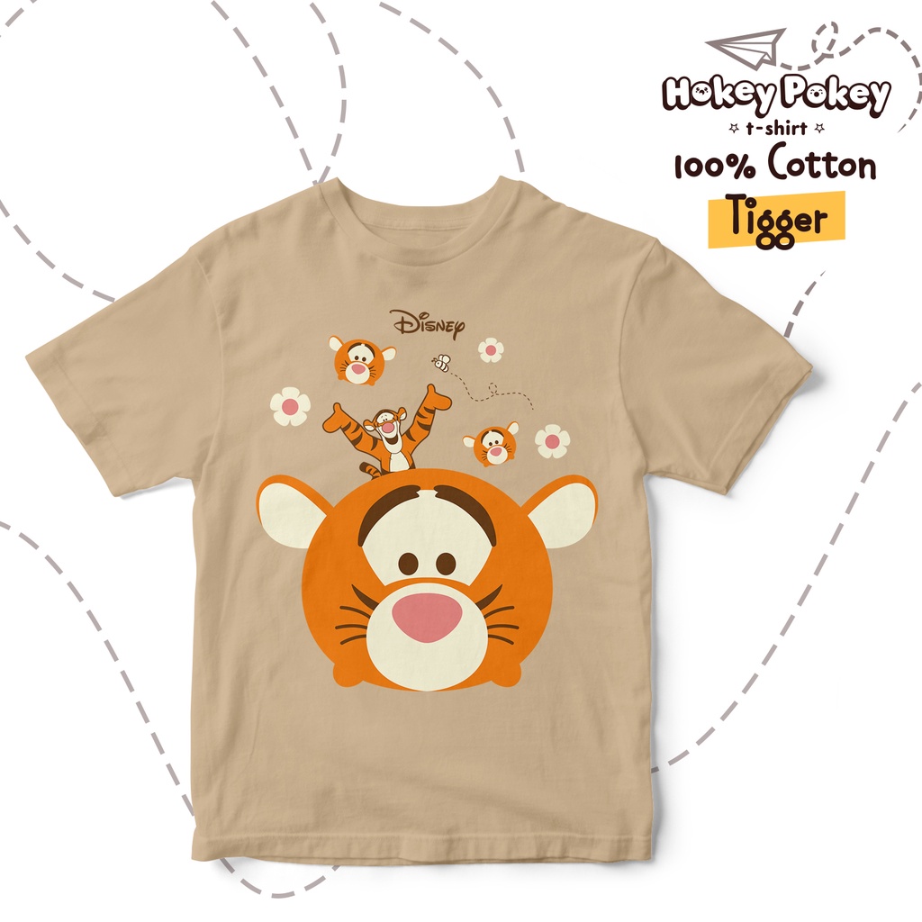 Baju Kaos T Shirt Anak Laki Laki Perempuan Katun Combed Motif Tigger