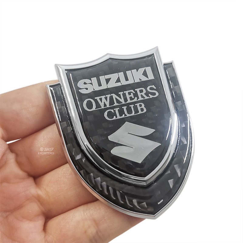 1pc Stiker Emblem Logo SUZUKI Owners Club Bahan Metal Carbon Fiber Untuk Mobil SUZUKI