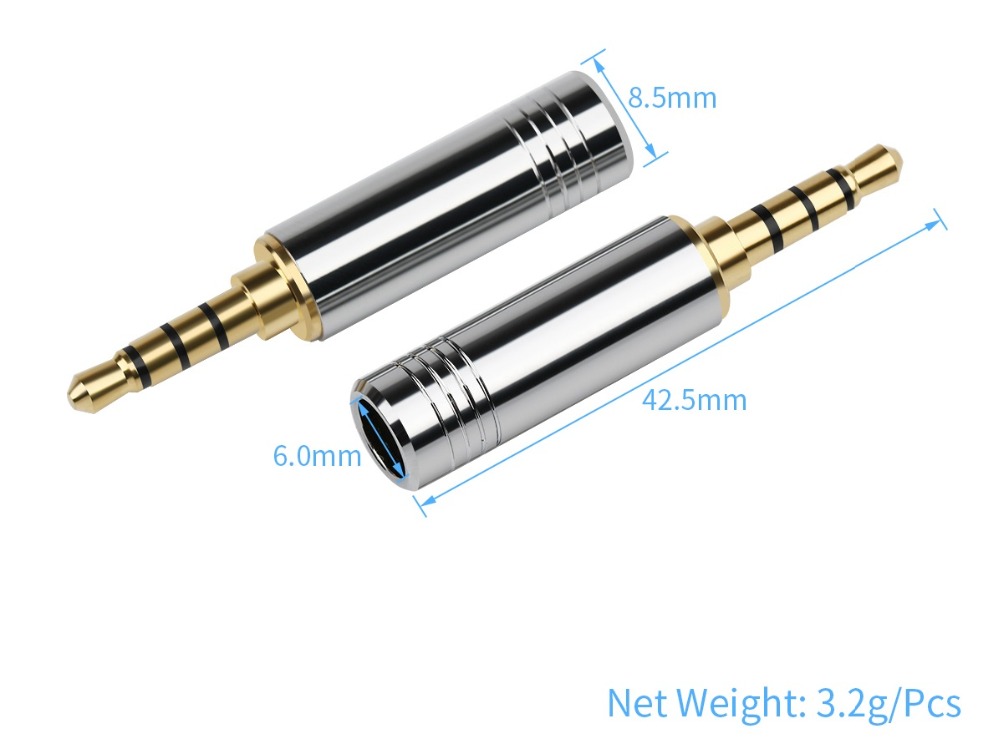 1pc Adapter Jack Audio 3.5mm 4 Pole Stereo Dengan Steps Bahan Metal Aluminum Untuk Earphone