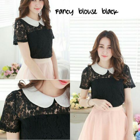 TERMURAH FANCY BLOUSE / BLACK / WHITE / ATASAN WANITA TERPOPULER TERLARIS