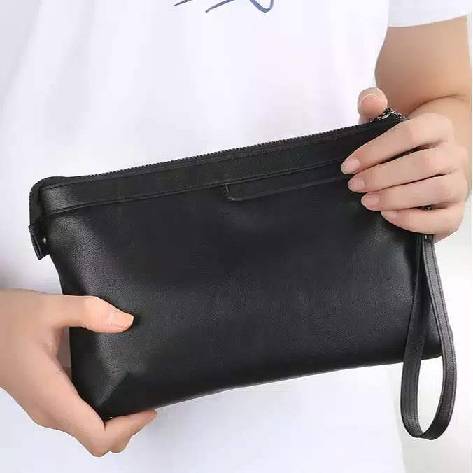 Dompet Wanita Pria Panjang Kulit Handbag Clutch SSCO Hitam