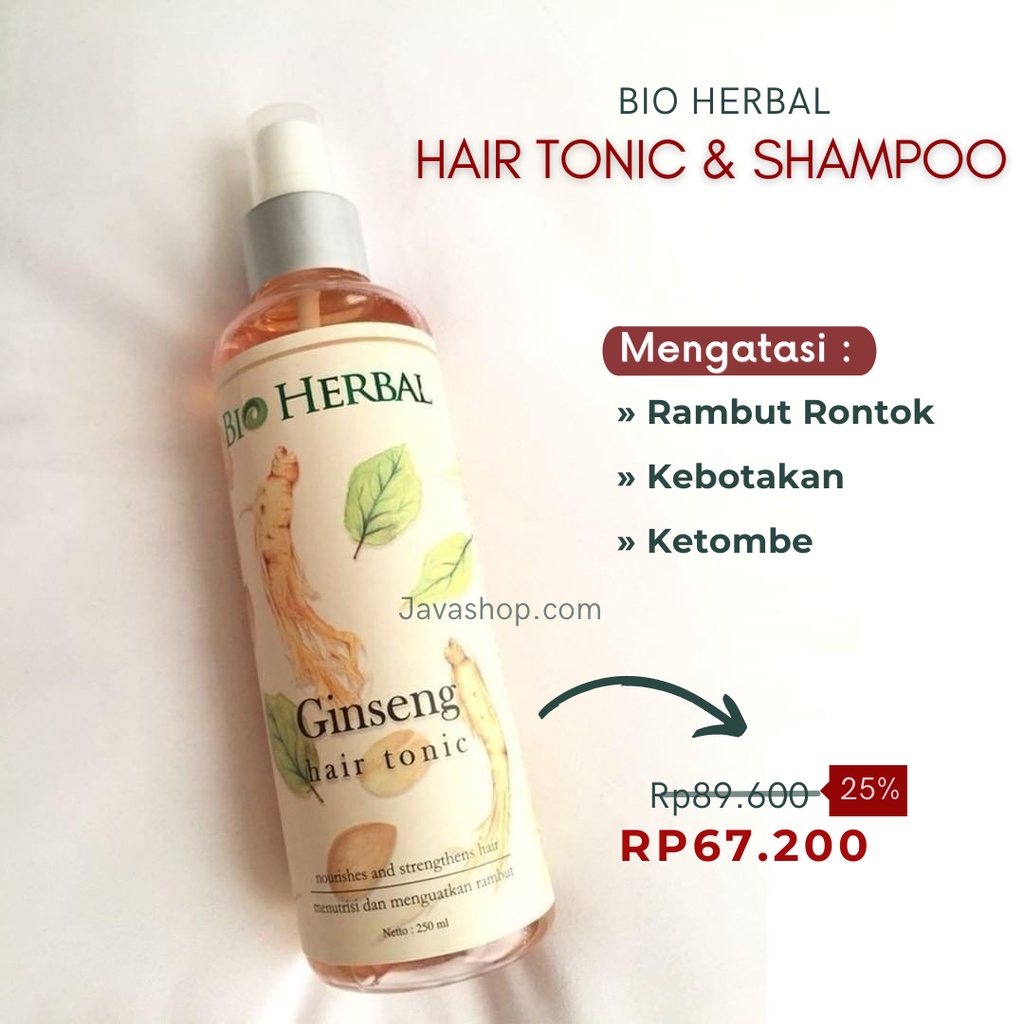 Jual Bio Herbal Ginseng Hair Tonic dan Shampoo 250 ml Shopee Indonesia
