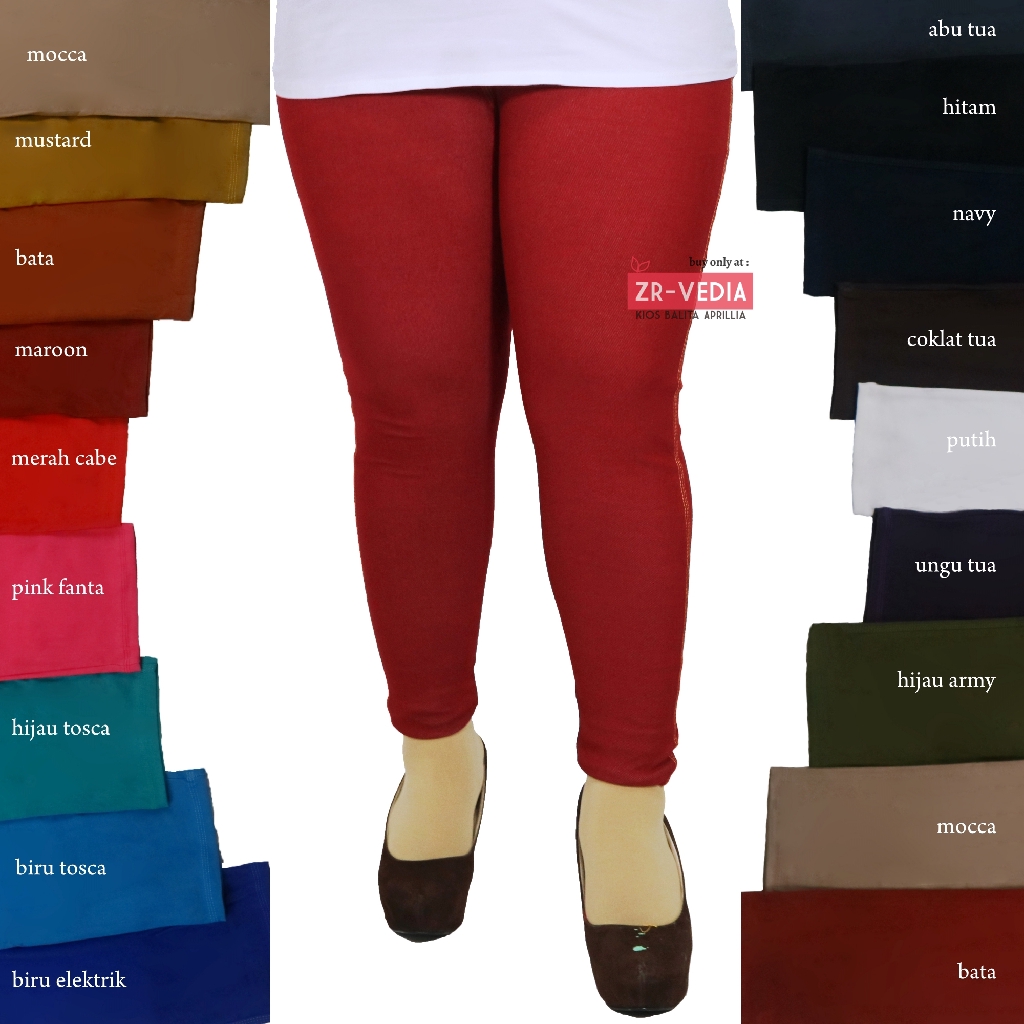 Legging Jeans Kantong SUPER JUMBO fit XXXL / Celana Dewasa Jumbo Jeans Wanita Leging Polos Tebal