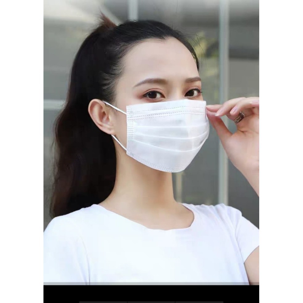 White Disposable Mask 3ply masker putih isi 50pcs  per box