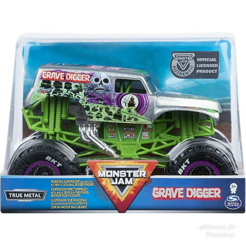 MONSTER JAM GRAVE DIGGER SILVER SPIN MASTER SCALE 1:24
