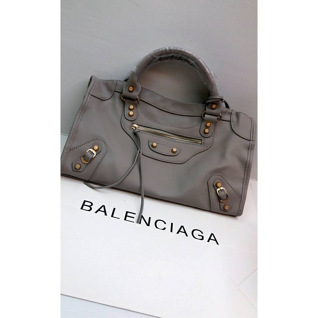 TAS BALENCIAGA CITY GOLD STUD LARGE 38CM