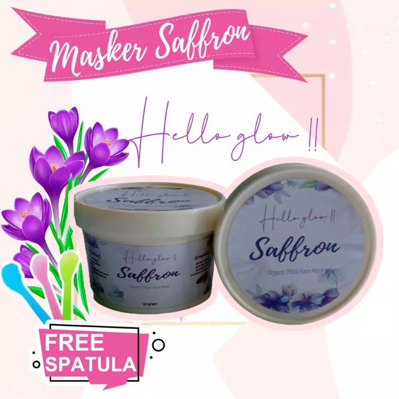Masker Petal Safron. Dari bahan alami dengan *helaian bunga mahkota bunga asli*