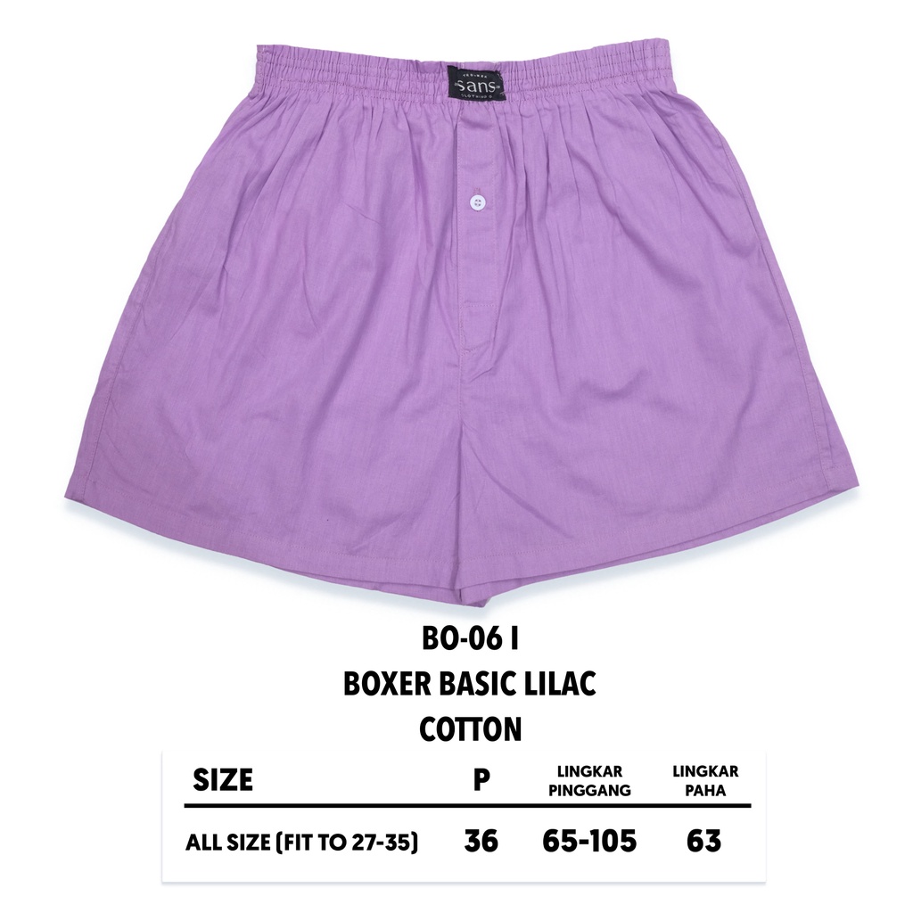 SANVANINA BO-06I Celana Boxer Unisex Polos Basic Lilac | Celana Santai | Celana Pendek | Boxer Lilac