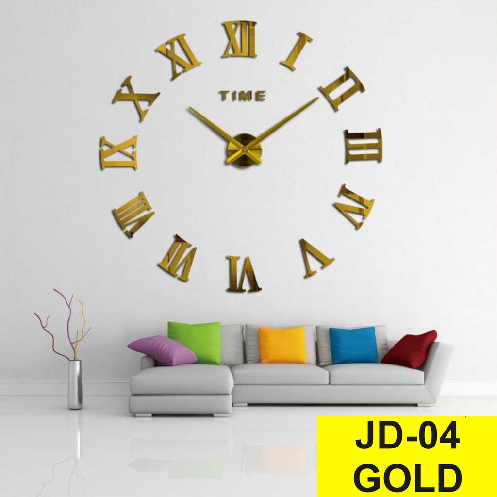 Jam Dinding Besar Unik Giant Wall Clock Diameter 80-130cm-JD-04 Gold (BESAR)