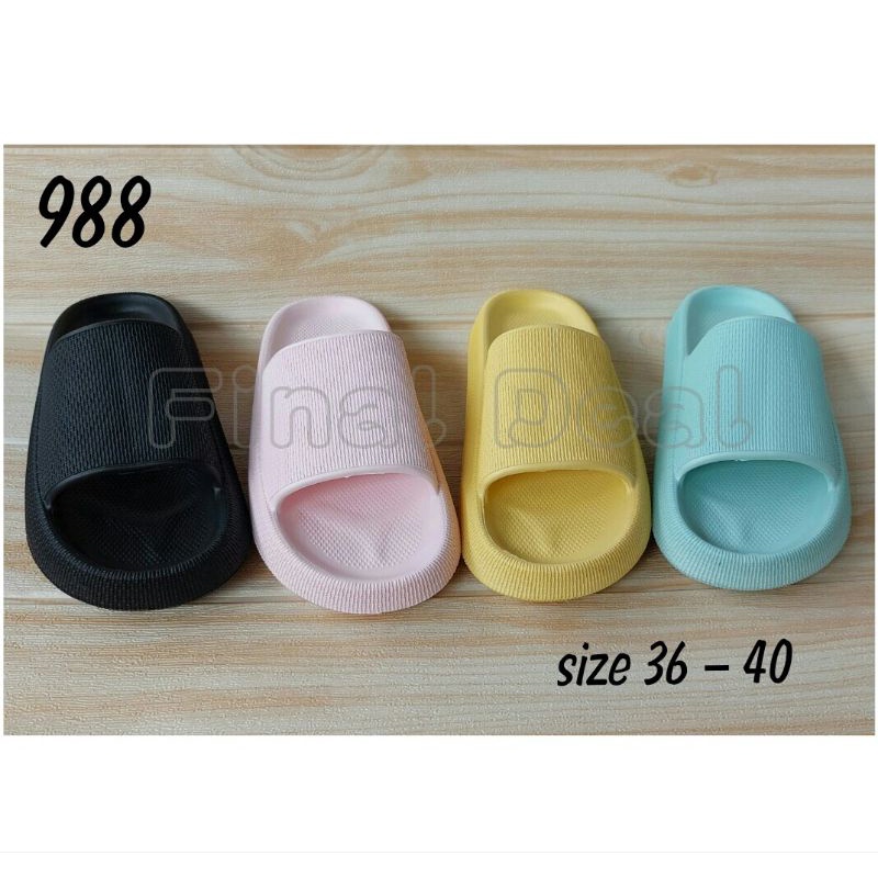 Sandal Selop Full Karet Casual Pria Wanita, Sendal Anti Slip Waterproof Indoor Outdoor 988