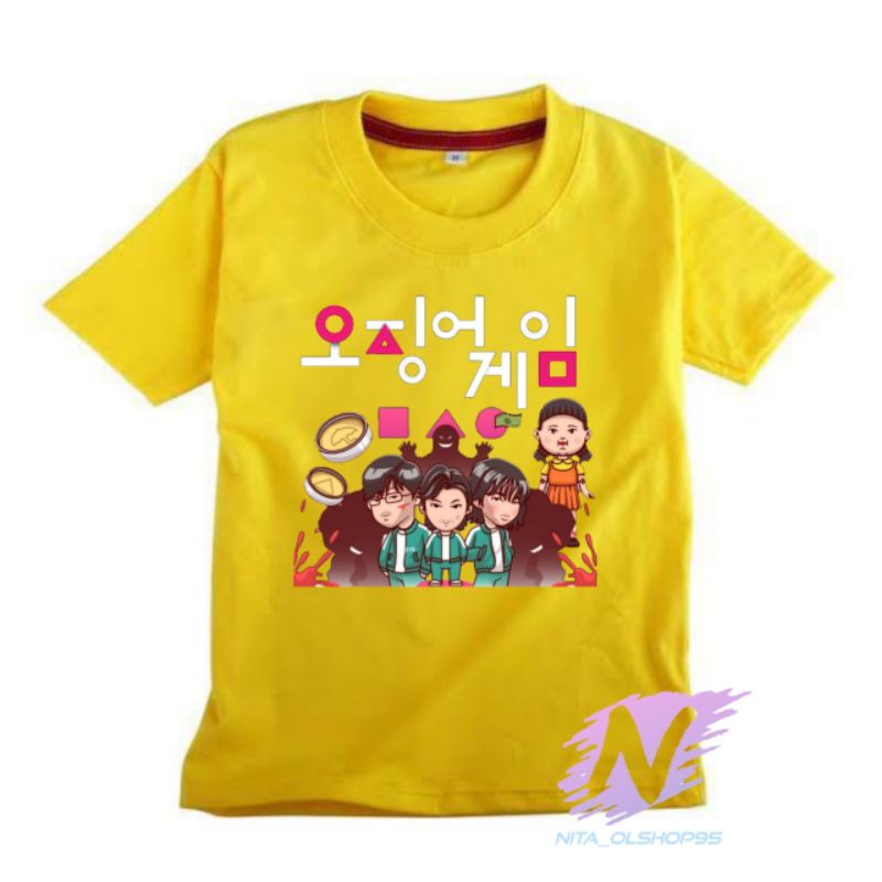 squid game kaos anak karakter logo baju squid