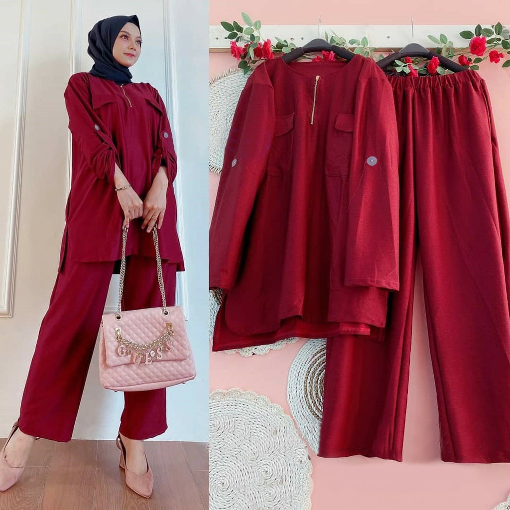 QUINNYSHOP-COD-US-SETELAN WANITA JUMBO-SETELAN MUSLIM TERBARU-STELAN TUNIK CELANA-STELAN HIJAB