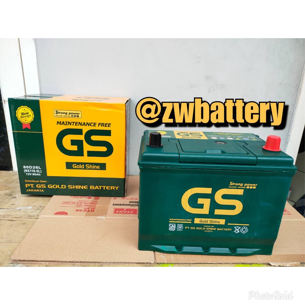 aki mobil / battety GS type MF 80D26L 12volt -80ah khusus gosend