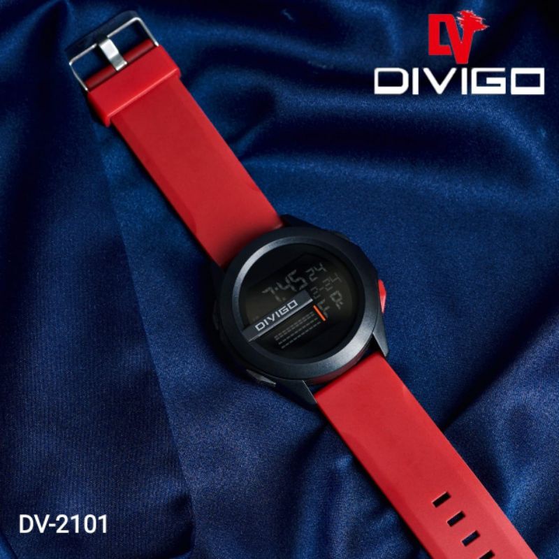 (Terima Cod)Jam Tangan Pria Divigo Karet Digital Anti Air/Water Resist Strap Rubber /Karet(Dikirin Jakarta)