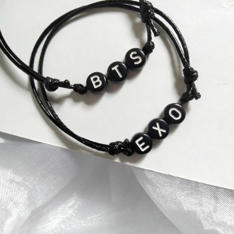 Gelang Hitam BTS EXO Tali Satin Tahan Air Bisa Diatur