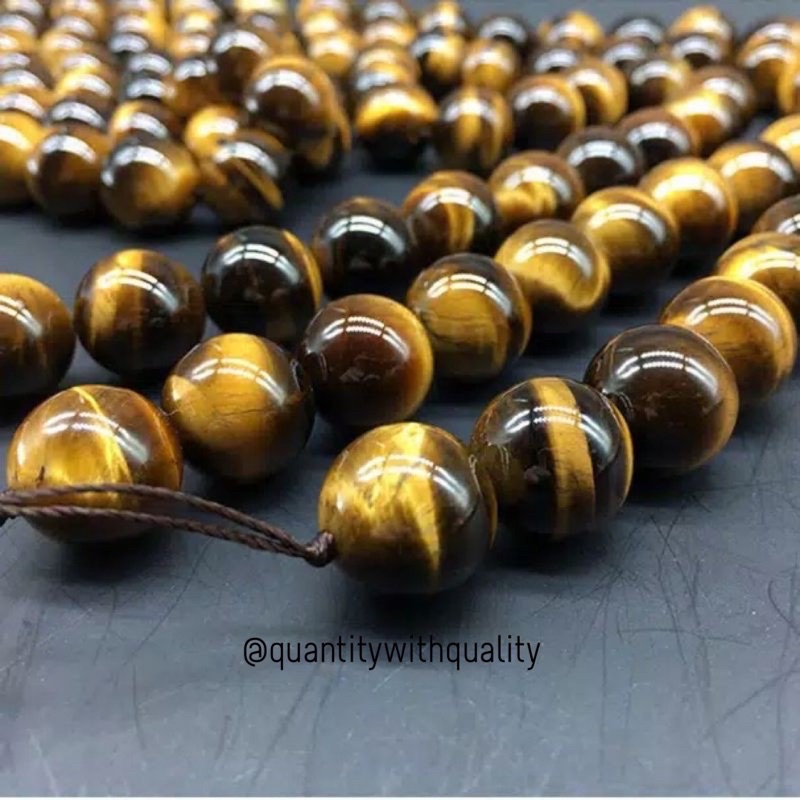 TIGER EYE COKLAT BULAT UKURAN 4mm - 16 mm Batu Alam Asli