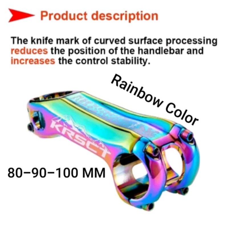 Stem KRSCT Rainbow Pelangi MTB 8 9 10 Cm Angle 20 Derajat Diameter 31.8 Oversize stem sepeda mtb roadbike road bike gravel aero