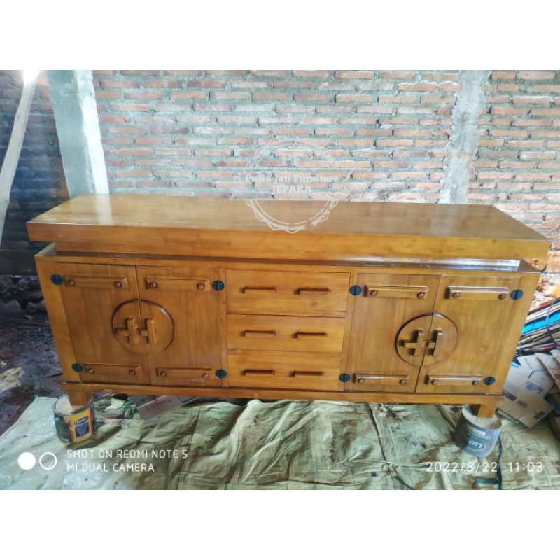 Bufet Tv Meja Tv Nakas Panjang Almari Pajangan Kayu Jati Jepara