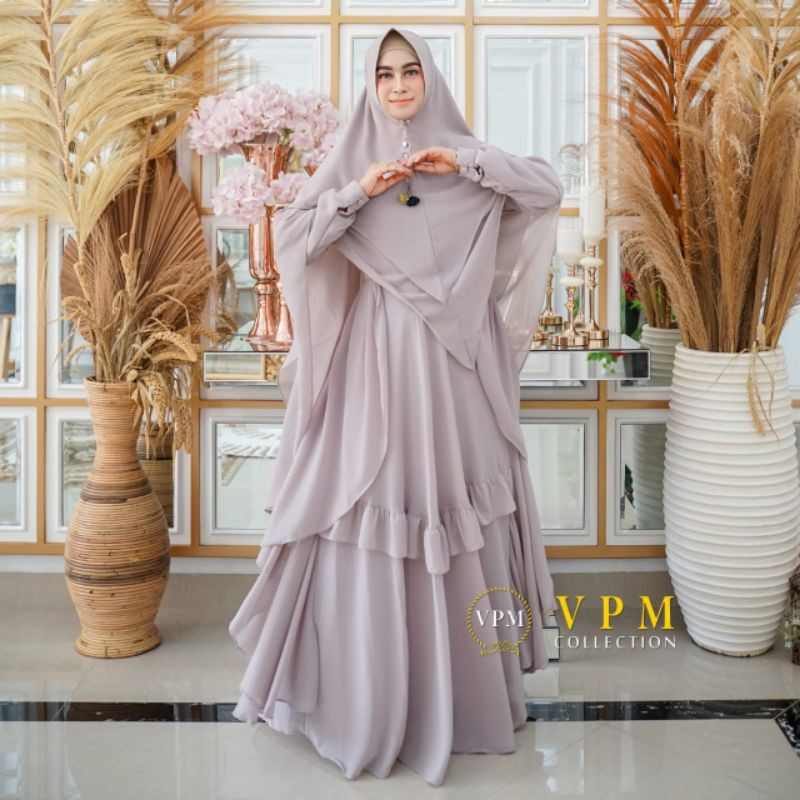 Qiyara Syari-Gamis Ceruty Set-Gamis Set-Gamis Polos