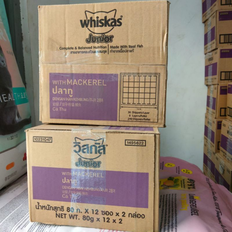 whiskas pouch junior macarel 80gr 1bok(24pcs)