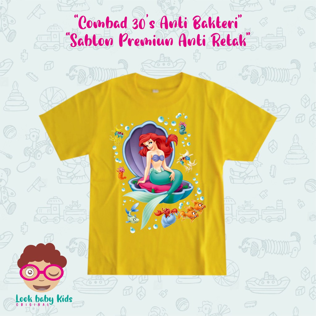 KAOS ANAK 2-12TH Karakter MERMAID Bahan Katun