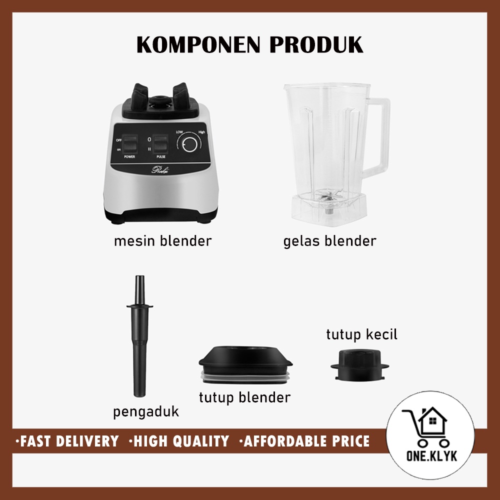 Blender Juicer Heavy Duty Rakii Blender Kecepatan Tinggi 2 Liter White