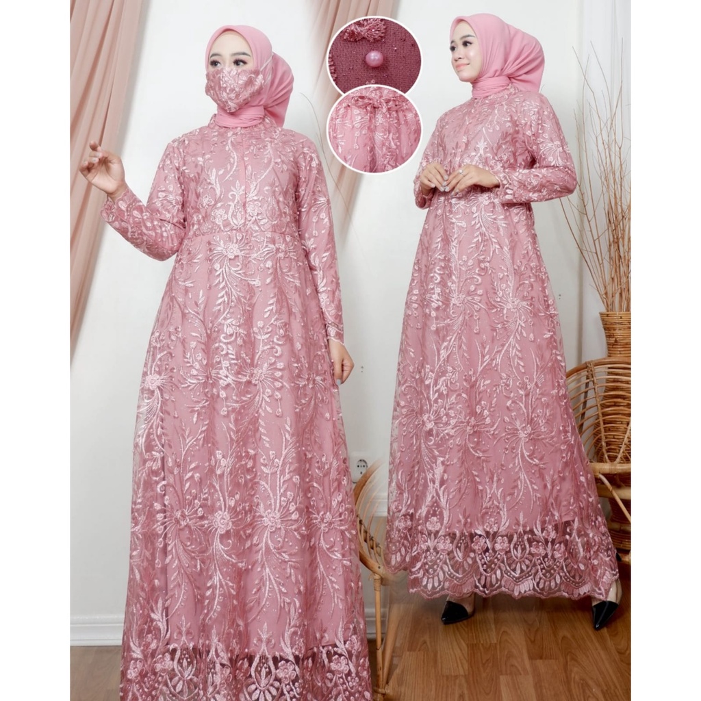 Permata Olshop / Kebaya Gamis Busui Zaya 2 / Baju Gamis Pesta Mewah / Kebaya Kondangan