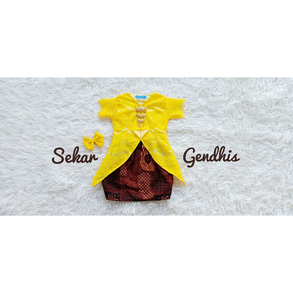 BAJUNIK SEKAR GENDIS WARNA KUNING (TANPA BROS)/ KEBAYA MODERN ANAK/ BAJU KEBAYA ANAK/ BAJU BROKAT/ B