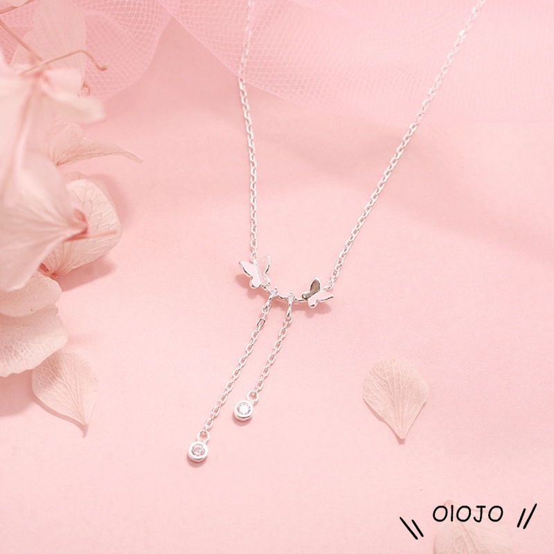 Gaya Korea Baru Liontin Kupu-kupu Desain Kalung Wanita Sederhana Temperamen Rantai Klavikula - Ol