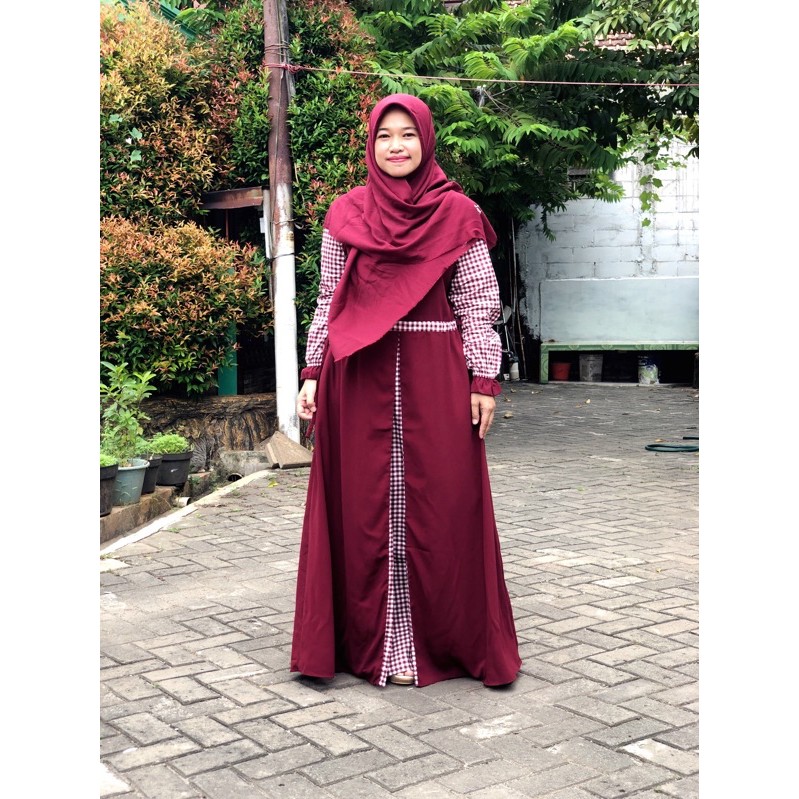 Gamis kombinasi tirai gamis kombinasi katun jepang gamis kombinasi wolfis