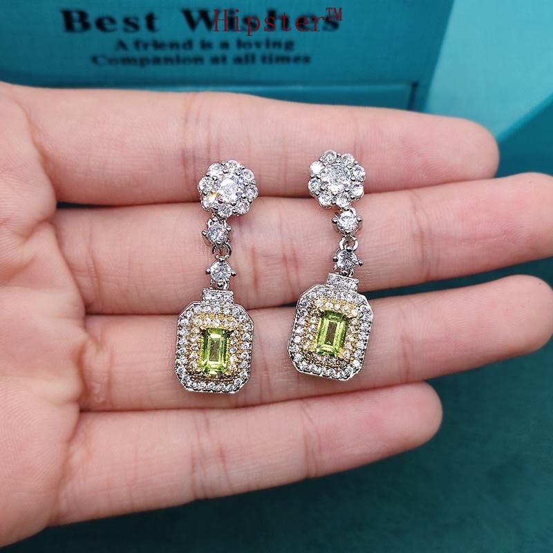 New Luxury Natural Olivine Pendant Earrings