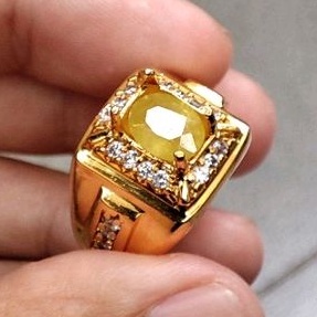 cincin pria yakut asli natural yellow safir