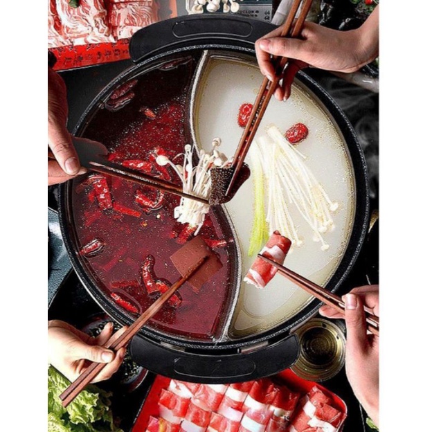 IDEALIFE Type Panci shabu dan grill / hotpot sekat / panci sekat ukuran 30 cm IL-116A