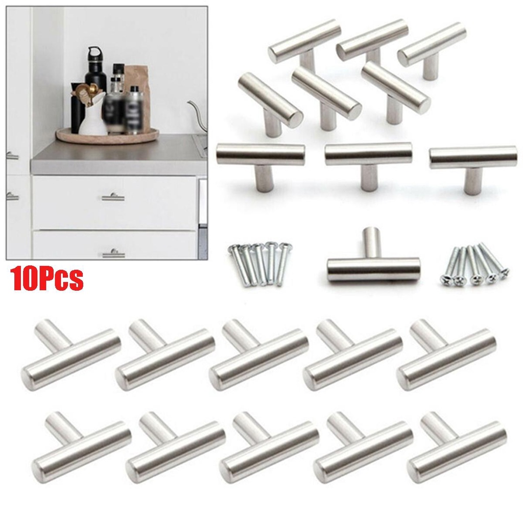 [Elegan] Furniture Handle Kamar Mandi 10Pcs Kabinet Stainless Steel Tarikan Lemari Laci Lemari