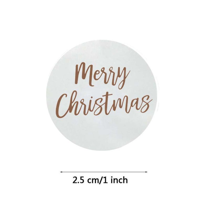 500pcs / Roll Stiker Desain Merry Christmas Warna Bening Untuk Membuat Kartu Scrapbooking