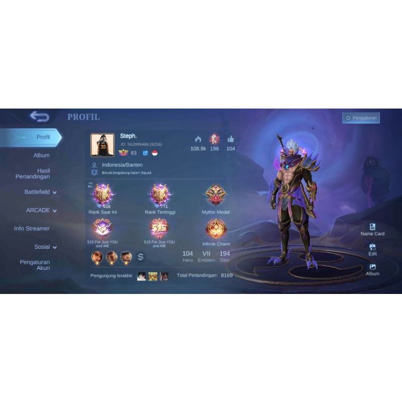 AKUN ML PRIBADI KESAYANGAN SULTAN WR GG