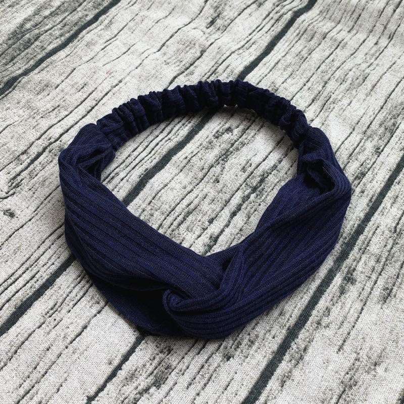 Bando Polos Salur - Bando Bandana Simpul Ala Korea - Headband - Bando Bandana Korea Untuk Wanita-(4-1) #3 Navy