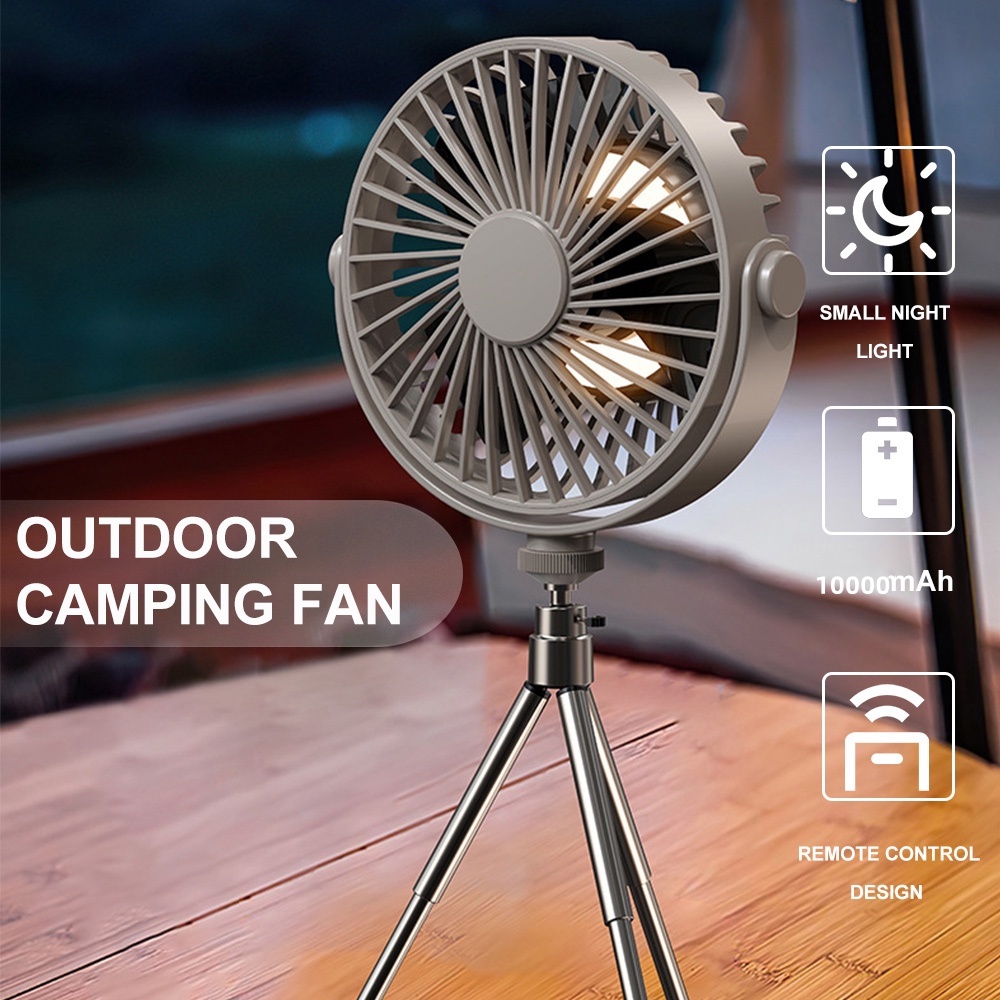 Multifunctional Tripod Tent Fan 360°&amp; 3 Speeds adjustable fan with Remote Control Night Light Kipas Angin Portable for Home Office Desktop and Travel