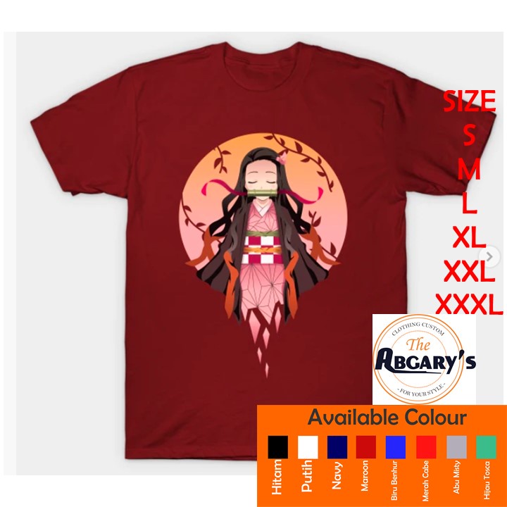 Kaos Distro Pria Keren Anime Nezuko Kamado Demon Slayer Atasan T Shirt Cowok