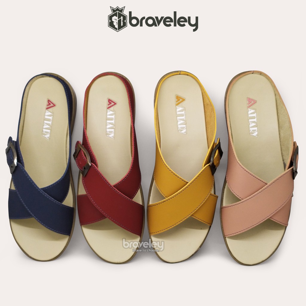  SANDAL  WANITA  SLIP FLAT CANTIK SENDAL BRAVELEY TEPLEK 